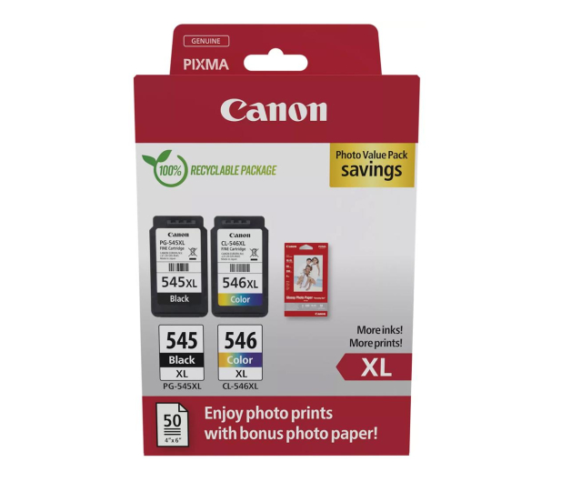 Canon Zestaw 2 tuszów PG-545XL + CL-546XL + papier foto 50 szt - 1227031 - zdjęcie